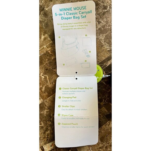 DISNEY BABY MINNIE MOUSE 5-in-1 Adjustable Strap Red Carryall Diaper Bag Set NWT - Picture 12 of 12